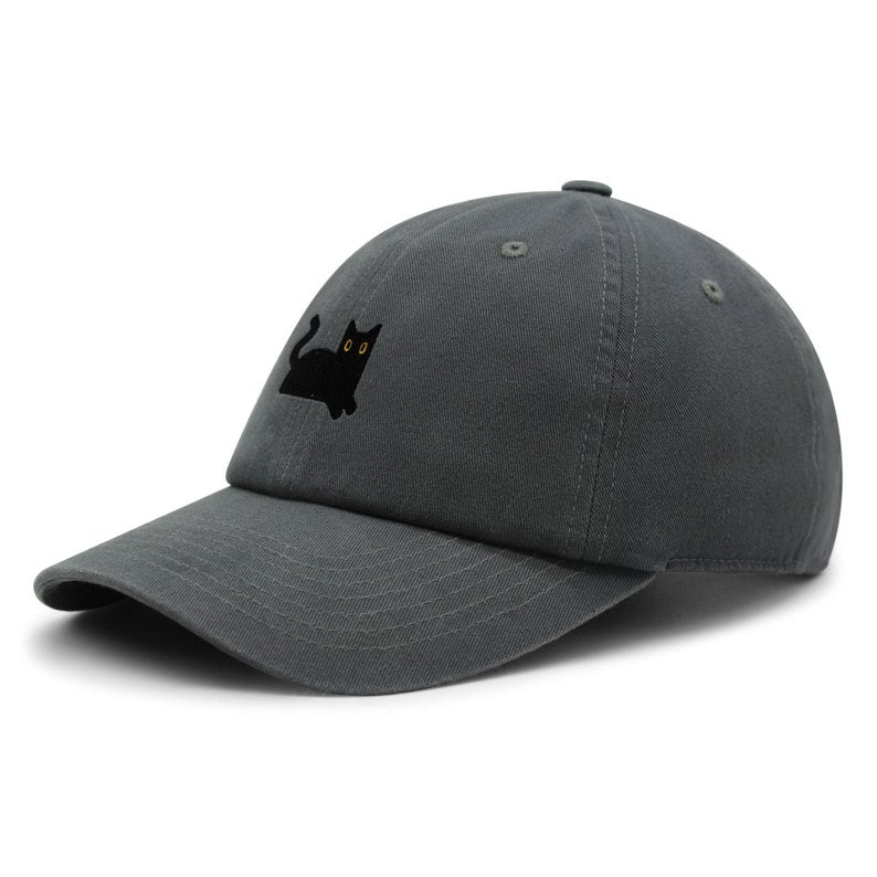 Black Cat Embroidered Dad Hat - Premium Cotton