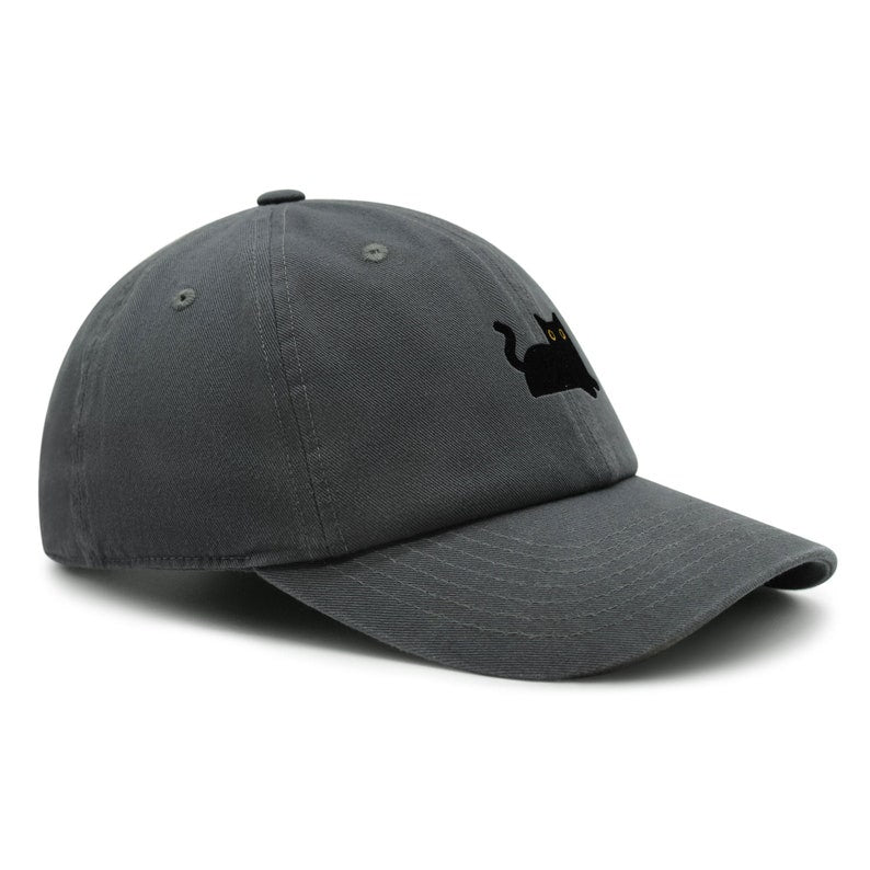 Black Cat Embroidered Dad Hat - Premium Cotton