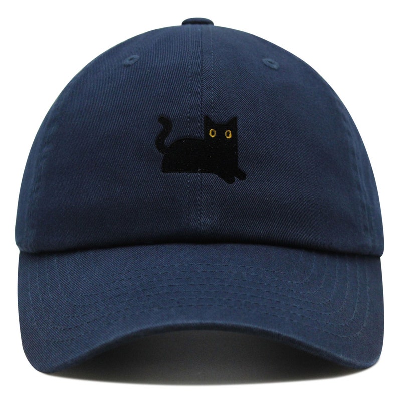 Black Cat Embroidered Dad Hat - Premium Cotton