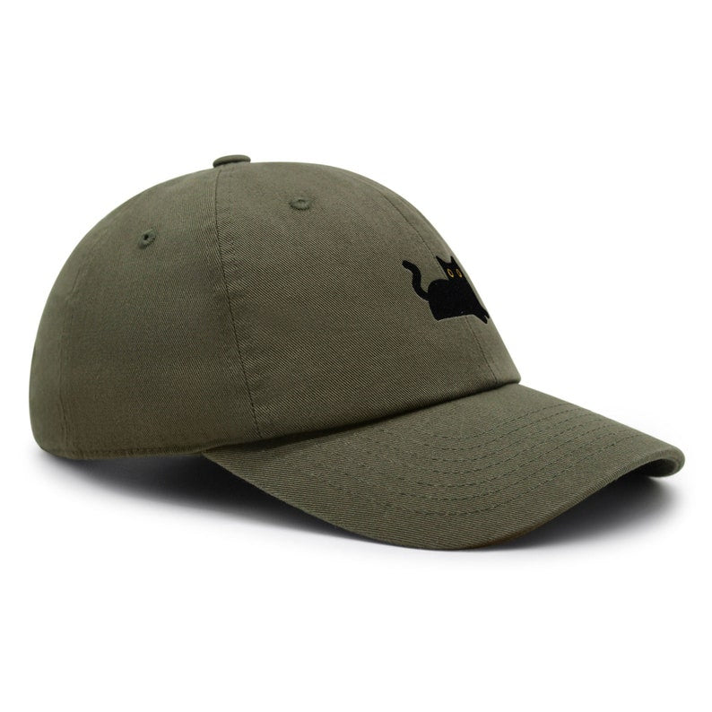 Black Cat Embroidered Dad Hat - Premium Cotton